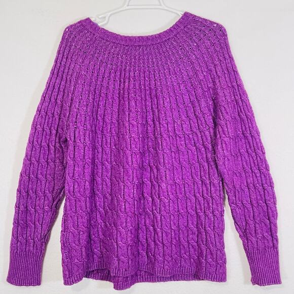 Lane Bryant Sweater Womens Plus 18/20 Purple Soft Cable Knit Long Sleeve - Picture 2 of 7
